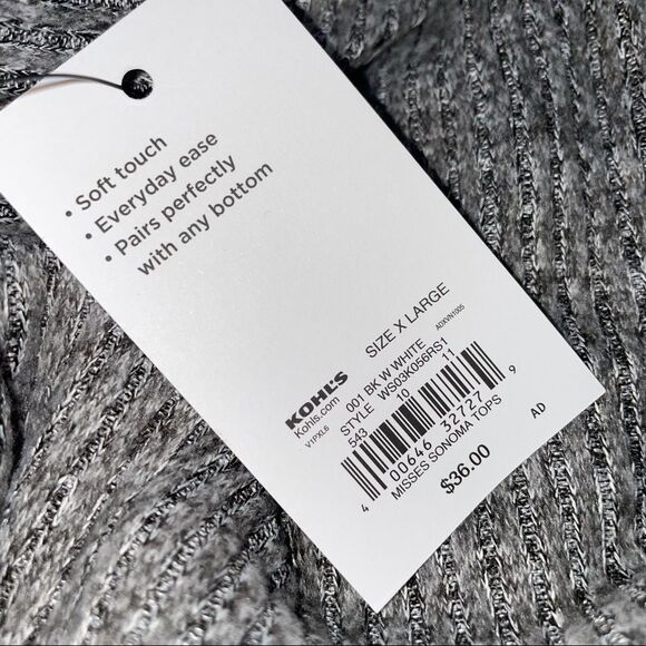 NEW Women's Sonoma Goods For Life Raglan Rib turtle/Cowlneck SZ XL gray/black - Picture 9 of 13